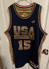 NWT Vintage Nike Magic Johnson#15 Dream Team Navy Gold Basketball Jersey Size2XL