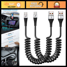 Fast Charging USB C Cable 2-Pack, 3ft Coiled USB A to Type C Charge Cord
