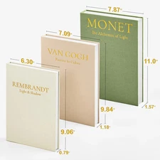 JARLINK Aesthetic Decorative Books, Set of 3 Linen Faux Books for Coffee Table,