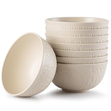 8PCS Unbreakable Wheat Straw Bowls 26oz Beige Soup Salad Breakfast for Kitchen