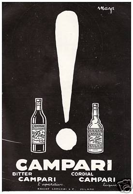ADVERTISEMENT 1926 BITTER CORDIAL CAMPARI BOTTLE EXCLAMATION POINT MAGIC