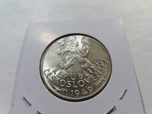 J31 Czechoslovakia 1949 Silver 100 Korun Miner Toned BU - Picture 2 of 2
