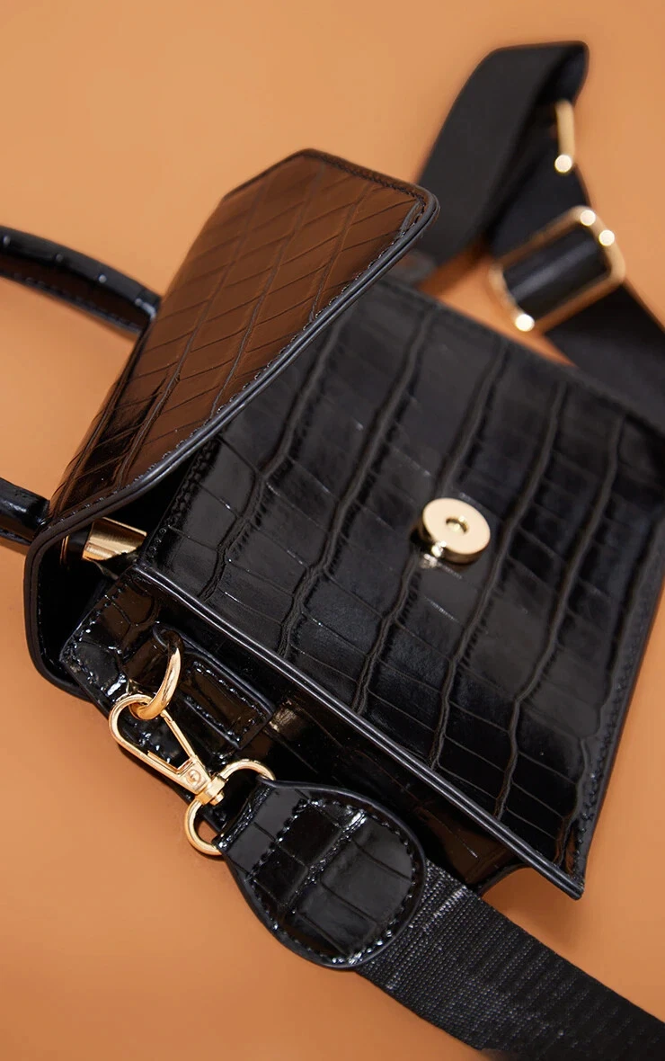 PLT Black Trapeze Shape Cross Body Bag eBay