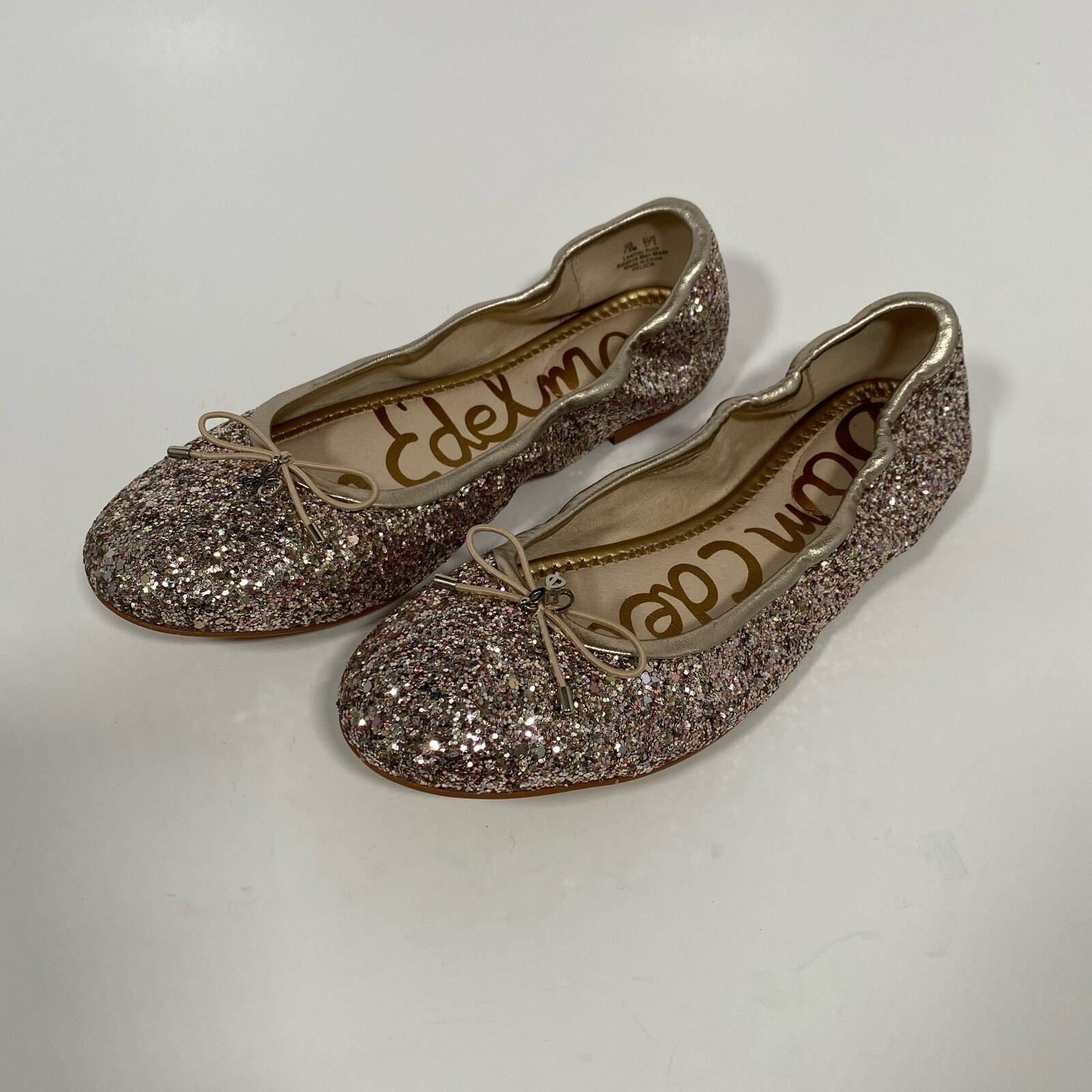 PANTOFOLA D’ORO Sam Edelman Felicia ciabatte da ballo in pelle glitterata da donna taglia 7 5