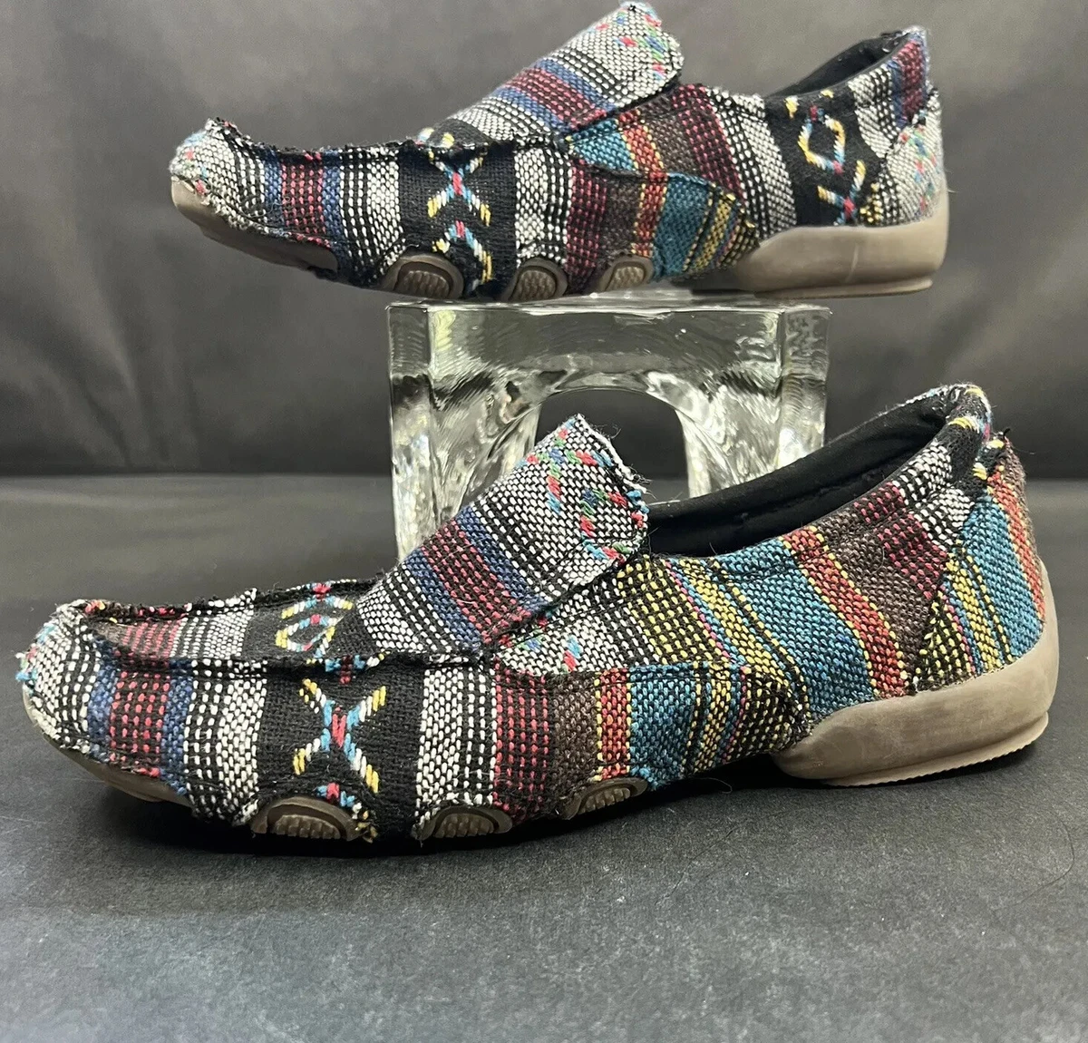 Roper Women s Size 9 M LIZA Southwestern Colorful Black Slip On Loafers Shoes