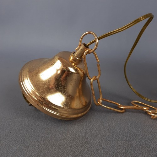 Murano Glass Opaline Striped Pendant Chandelier Brass Vintage 1960 - Picture 11 of 13