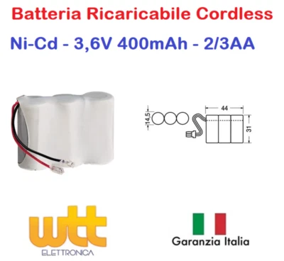 EXTRACELL BATTERIA CORDLESS PANASONIC SONY NI-CD 2/3AA 3,6V 400mAh T107