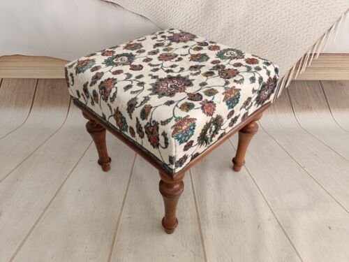 Vanity Accent Floor Ottoman Chair Blue Red Green Flowers Foot Stool Bench - Picture 51 of 91
