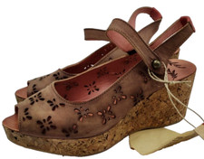 Sandali donna fango oro zeppa pelle Rosarito 6602 marrone misura 40 tacco alto