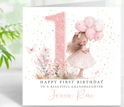 TWOTONE CRAFTS Personalised Birthday Card 1st 2nd 3rd Granddaughter Sister Niece, Any Age