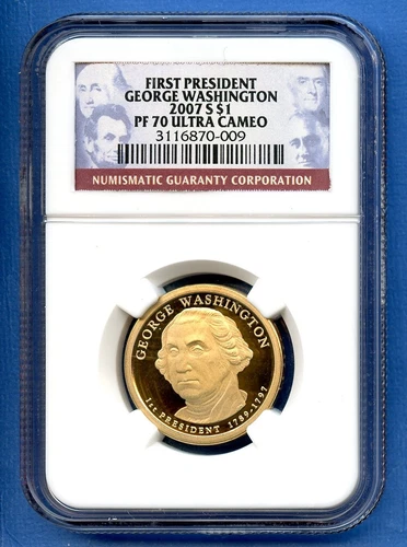 2007 S NGC PF70 UC George Washington $1 US Mint Coin 2007-S PF-70 Ultra Cameo