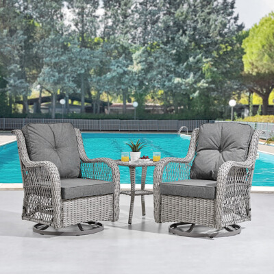 Lounge Chair Wicker Patio Furniture Swivel Chairs Garden Rattan
