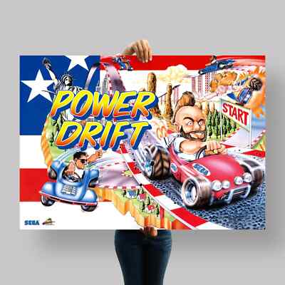 Power Drift Retro Game Poster B1 Size   Sega AM2   Yu Suzuki   100x70cm