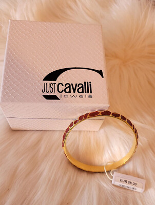 Armreif Just Cavalli Safari CAF11,  rote Emaille Inlays Modeschmuck NEU Geschenk