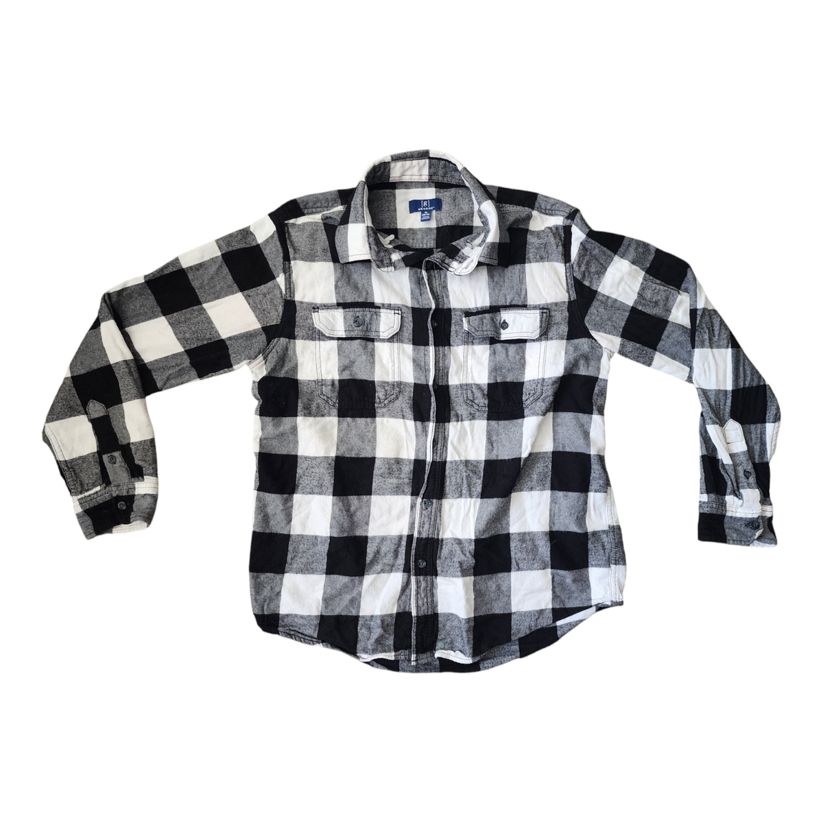 princess polly baby blue dress Men's George Flannel Shirt Black & White Plaid Size M Long Sleeve Button  Down