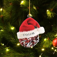 Custom Cheerleading Pom Poms Christmas Ornament, Cheer Pompom Flat Ornament Deco