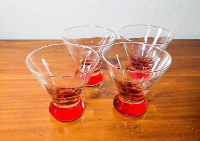 Cosmopolitan Martini Glassware With Red Door Knob Base × 4