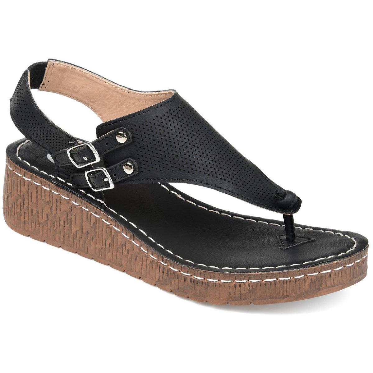 Женские босоножки Mckell черного цвета на танкетке из коллекции Journee Collection 11 Medium (B,M) BHFO 1221