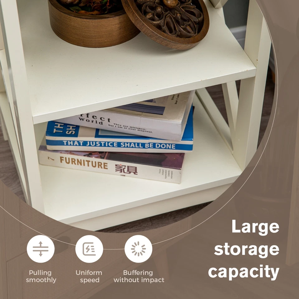 Side Table Set of 2 Storage Sofa Bed End Table for Living Room Bedroom - Image 3 of 4