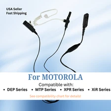 2-Wire Acoustic Tube Earpiece w/ PTT for Motorola Radios XPR3300 XPR3500 MTP3100