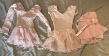 Capezio Pink Leotard Lot of 2 Size Small Long Sleeve and Short Sleeve w/Skirt
