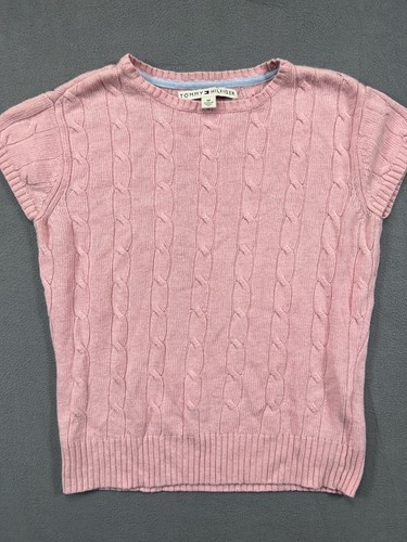 Tommy Hilfiger Shirt Womens M Pink Cable Knit Sweater Top Blouse Short  Sleeve | eBay