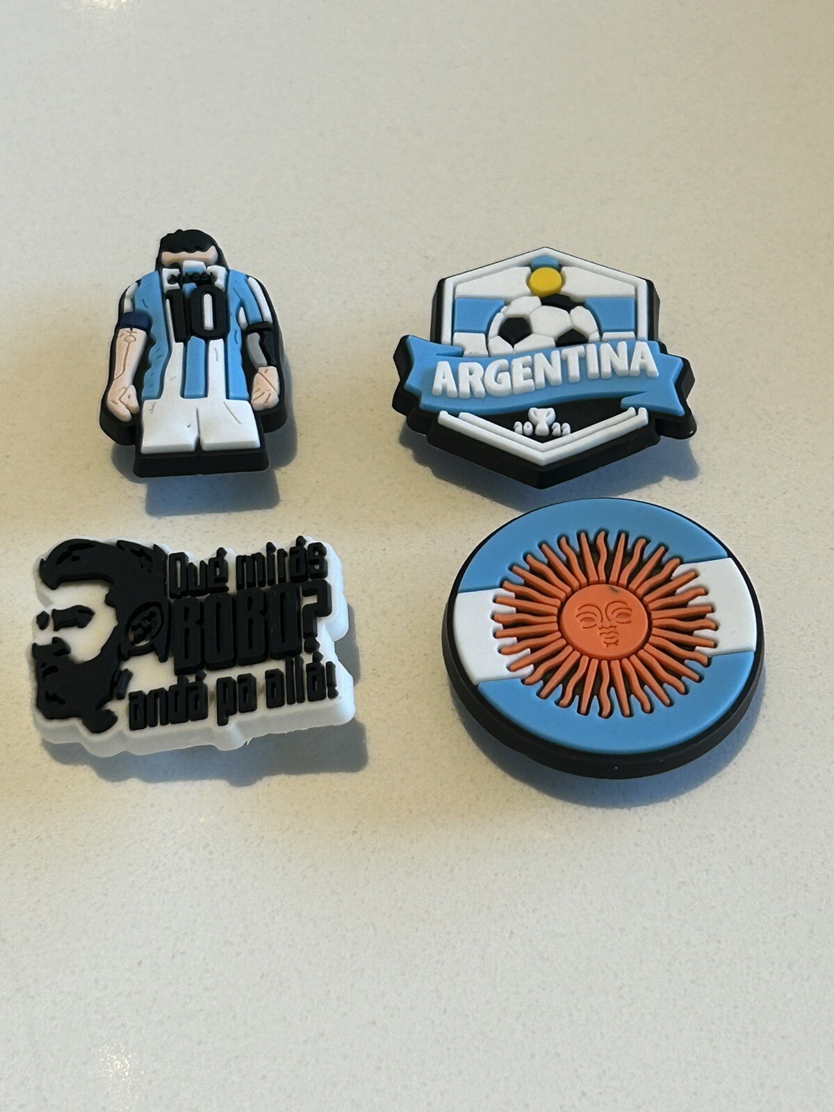 4 XShoe Dije Paquete Cocodrilos Jibbitz Messi Fútbol Argentina, Copa del Mundo, Gol (4)