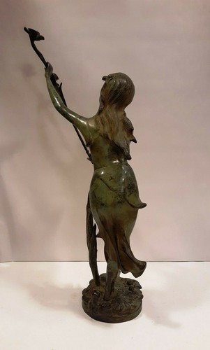 Antique Art Nouveau Bronze Lady with scepter Sculpture Statue 20.5" - Picture 6 of 12