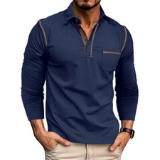 Men's Long Sleeve Slim Fit Polo Shirts Summer Shirts Casual Golf Shirt