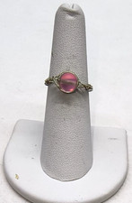 Cute Pink Stone Ring on 3 Wire Bands. Modern Fashion Size 8  877