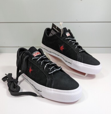 Converse One Star Pro Roses A01579C Black Red Suede Skateboard