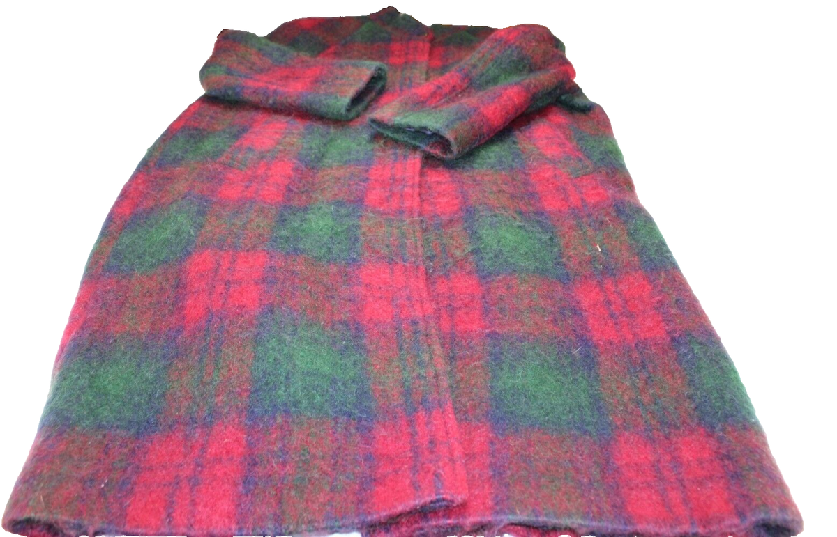 Vintage Freedom Wear Ireland Mohair Full Length Plaid Coat XL 