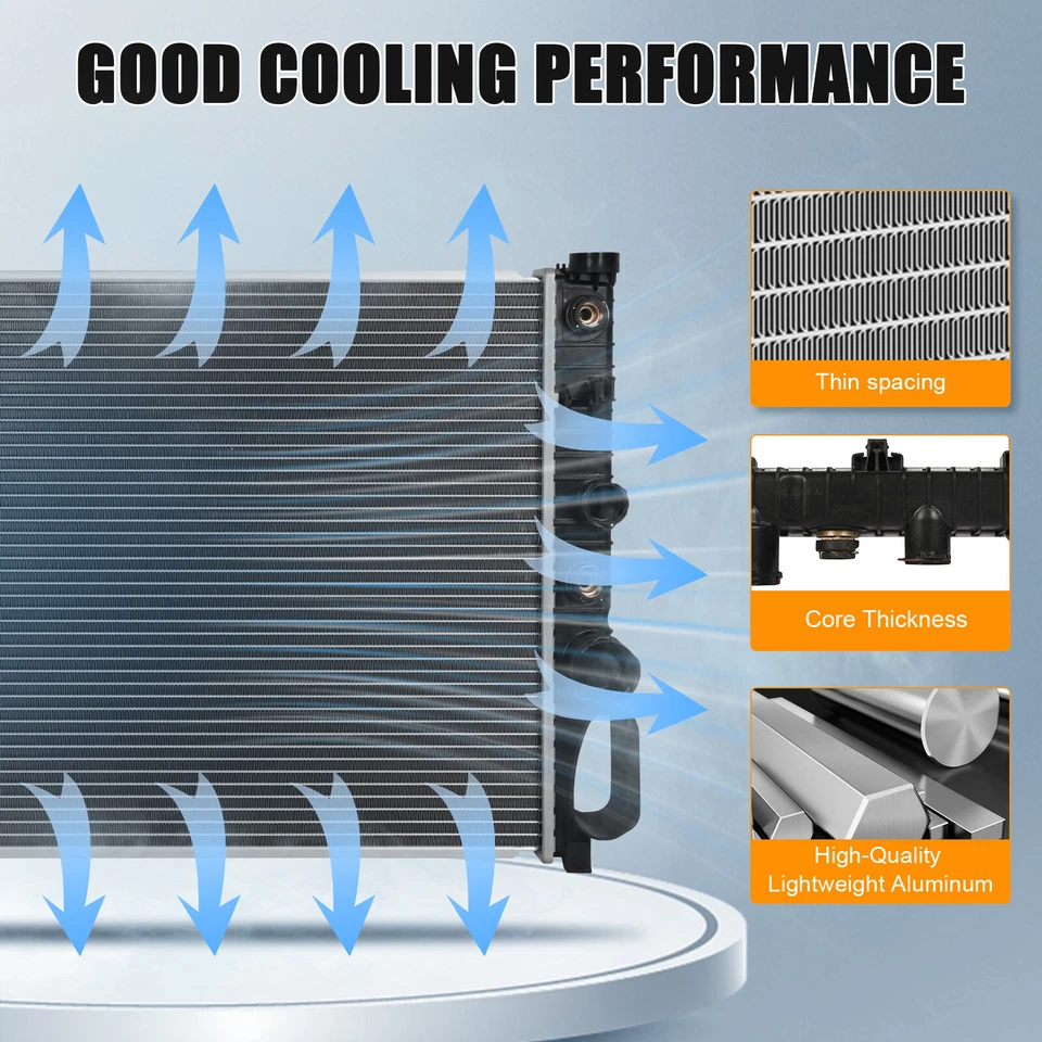 Radiador plateado para Mercedes-Benz E350 2006-2009 4 puertas 3,5 L V6 flujo cruzado Foto 3 de 4