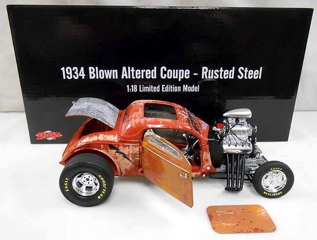 ★ 34 BLOWN ALTERED COUPE ★ACME GMP★ 1/18 1934 BLOWN ALTERED COUPE RUSTED STEEL 1 18 VINTAGE STREET ROD GMP