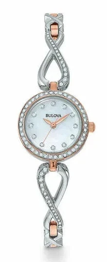 Bulova Mujer Reloj Set Cuarzo Analógico Reloj 98X108 Caja Acero Esfera Blanca... - Imagen 2 de 3