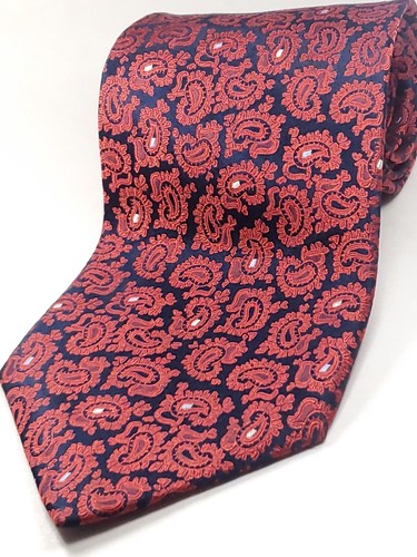 NAUTICA 100% Seide Krawatte Herren rot dunkelblau weiß Paisley Krawatte NEU