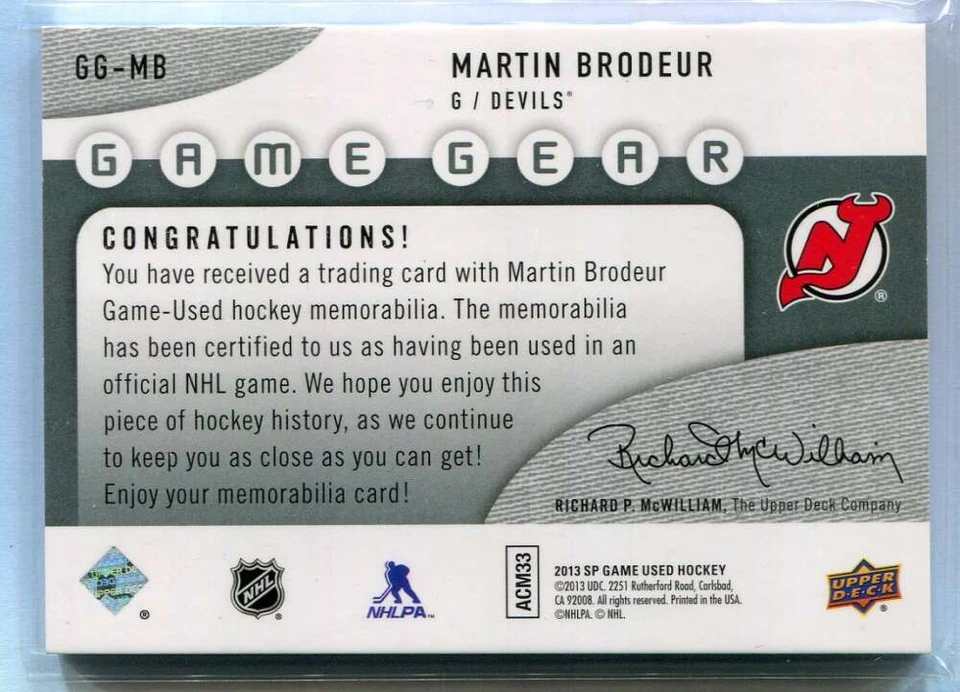 2013-14 SP Game Used Game Gear Martin Brodeur Quad Tag Patch Fight Strap 1/3 - Image 2 of 2
