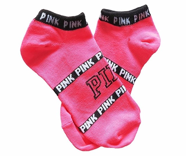 Victoria's Secret PINK No Show Socks One Size Hot Pink PINK logo fit 5.