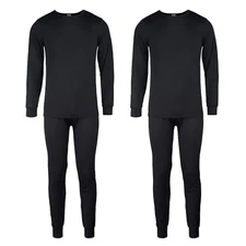 2 Pack Men's Fleece Thermal 2 Piece Set Underwear Long Sleeve S-3XL Top Bottom