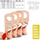 1 AWG Bare Copper Cable Wire Lugs Ring Terminals Battery Wire Welding Cable