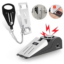 Portable Door Lock Door Stop Alarm Dual Door Security Device for Travel Home