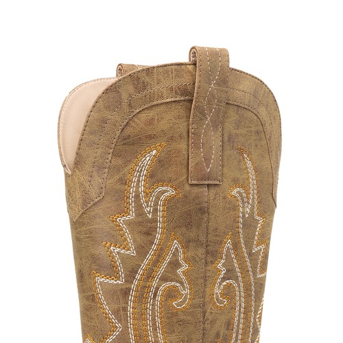 Women Western Mid Calf Boots Pointed Toe Low Heel Cowboy Cowgirls Boots - Picture 35 of 58