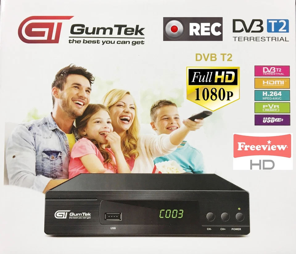 GumTek Full HD Freeview Set Top Box Plus RECORDER Digital TV Receiver Digi Box