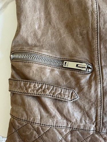 Maje Leather Moto Jacket Tan Brown Womens Size Small / 1 - Picture 15 of 17