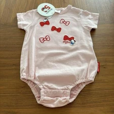 Hello kitty Rompers ribbon pink short sleeves 80 50th anniversary simple Anime