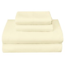 100 Cotton Ivory Solid Wrinkle Resistant Luxury Soft Sheet Set 300 Thread Count