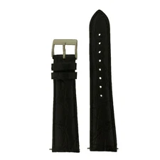 Crocodile Watch Band Black Matte Padded Built-In Bars 12mm- 22mm Ladies Length