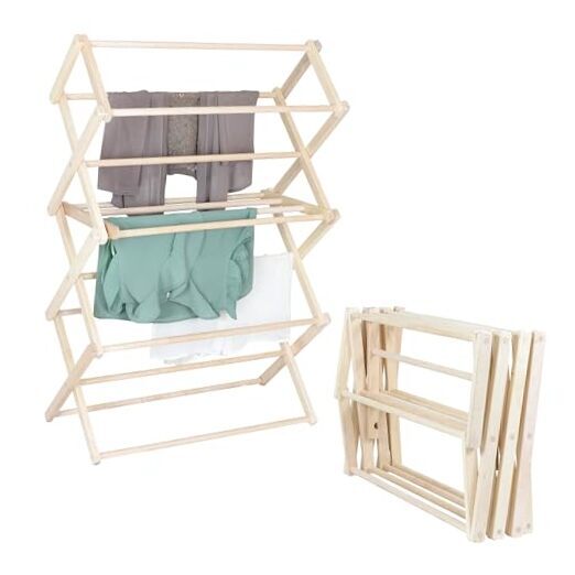 Clothes Drying Rack: Solid Maple Hard Wood Laundry Rack for Sweaters, Medium