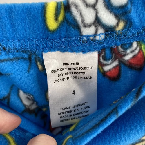 Juego de pijama manga larga Sonic para niños talla 4 nuevo con etiquetas - Imagen 3 de 4