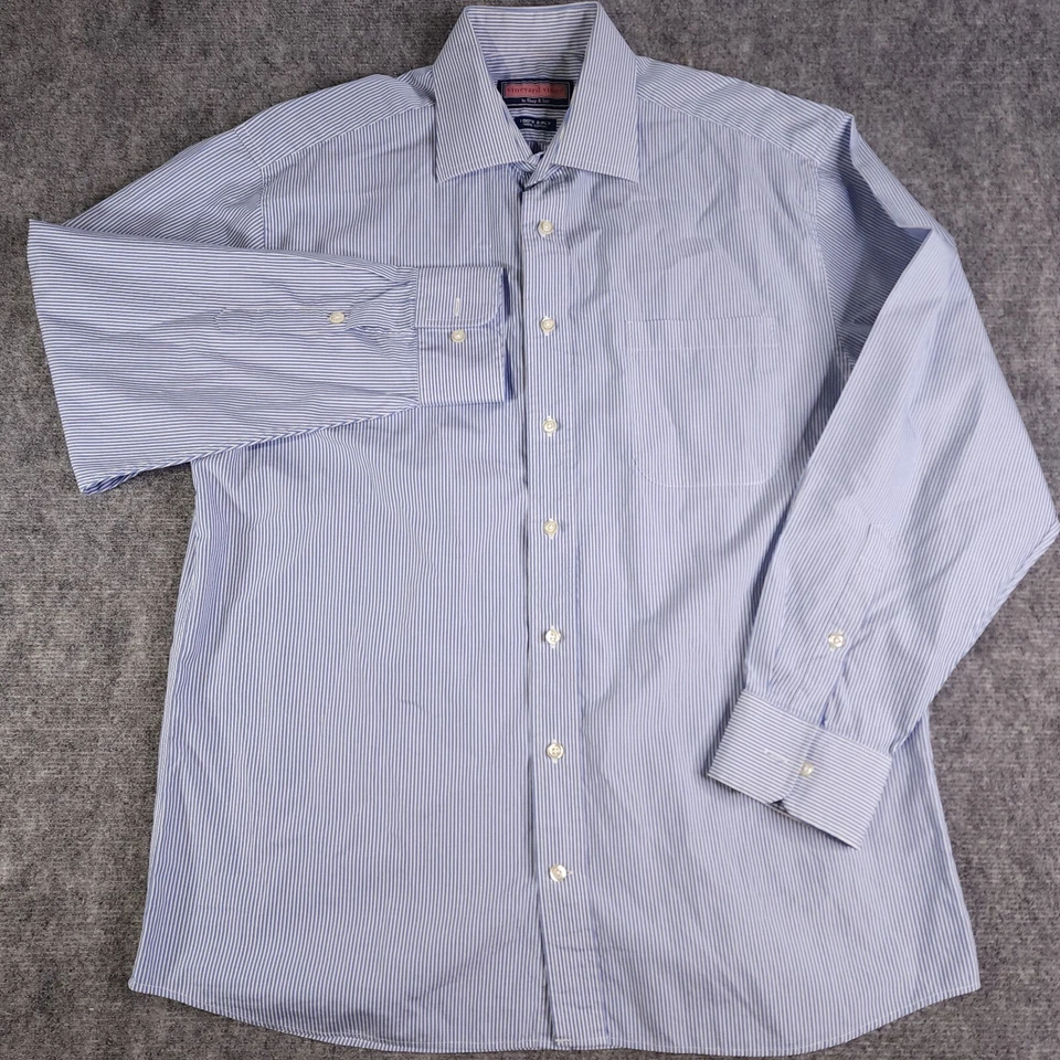 Camisa de vestir Vineyard Vines 16,5 R azul a rayas para hombre manga larga algodón Foto 2 de 4